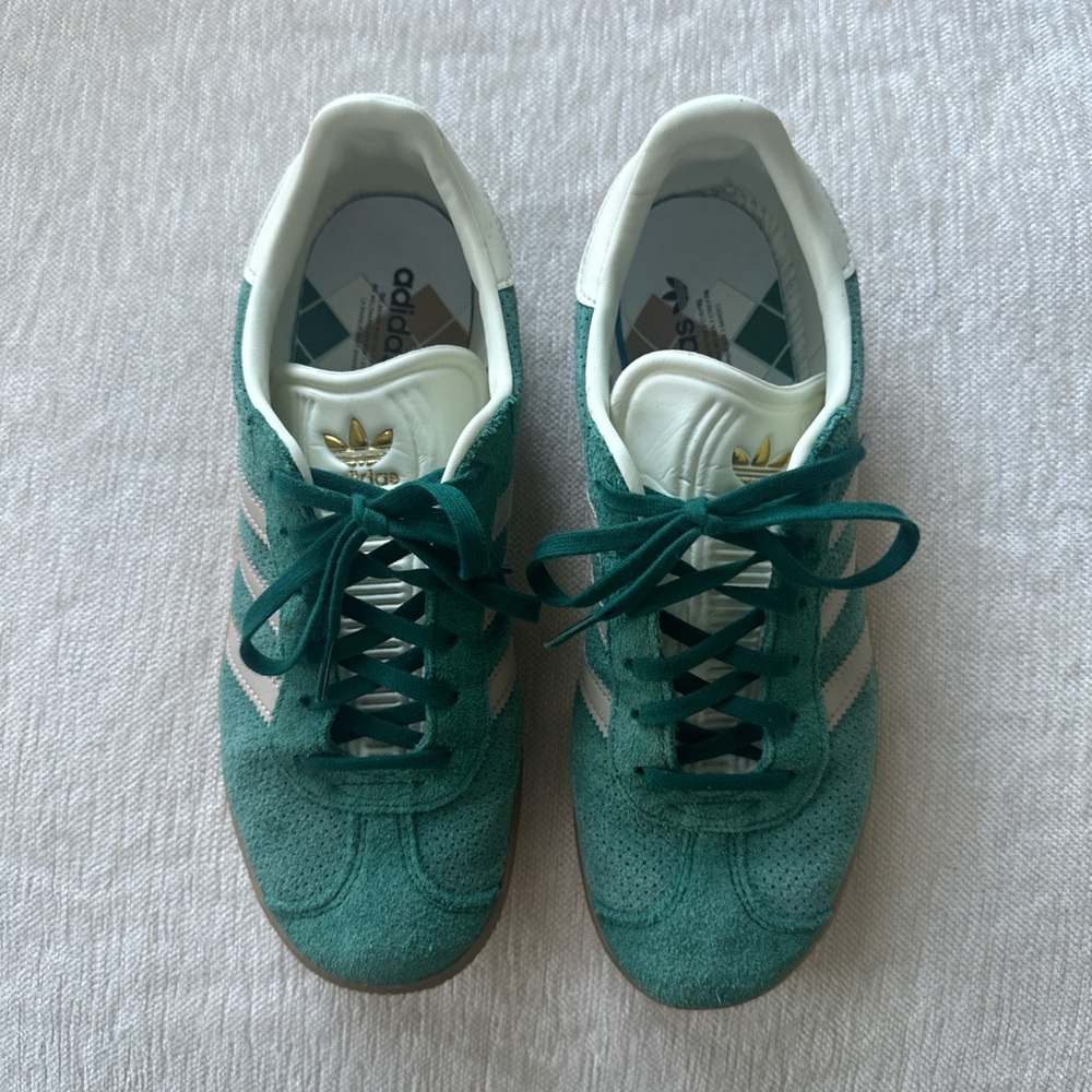 Adidas Gazelle Teal and White Classic Sneakers